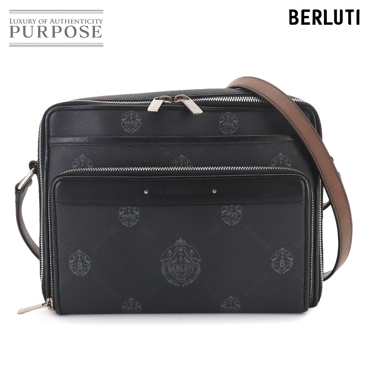 Berluti マイルズ MM ショルダー バッグ PVC レザー ブラック ブラウン シルバー 金具 Miles MM ベルルッティ 90329283