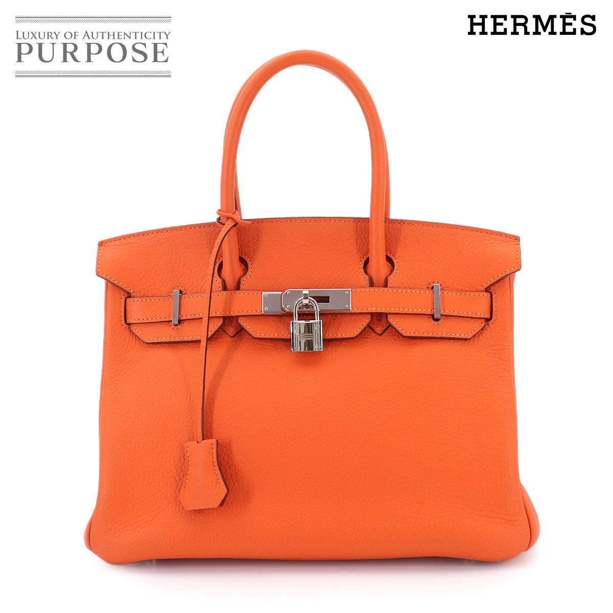 HERMES バーキン30 トゴ オレンジ ハンド バッグ □O刻印 シルバー 金具 Birkin エルメス 90331075