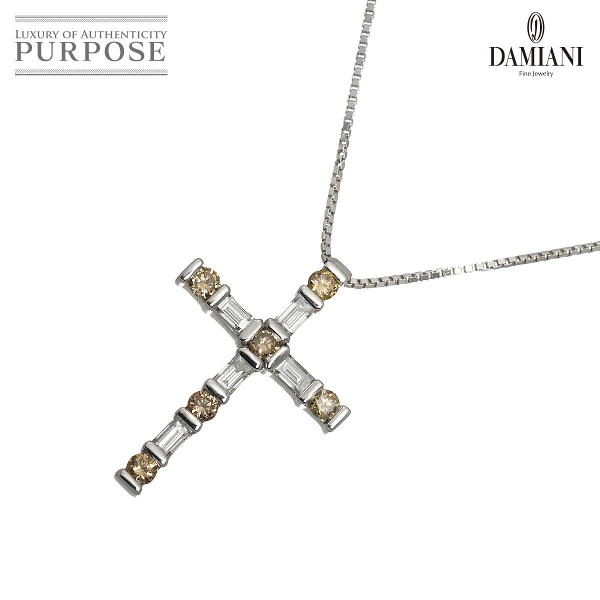 DAMIANI ルミエール クロス ダイヤ ネックレス 43cm K18 WG ホワイトゴールド 750 Diamond Necklace ダミアーニ 90326481