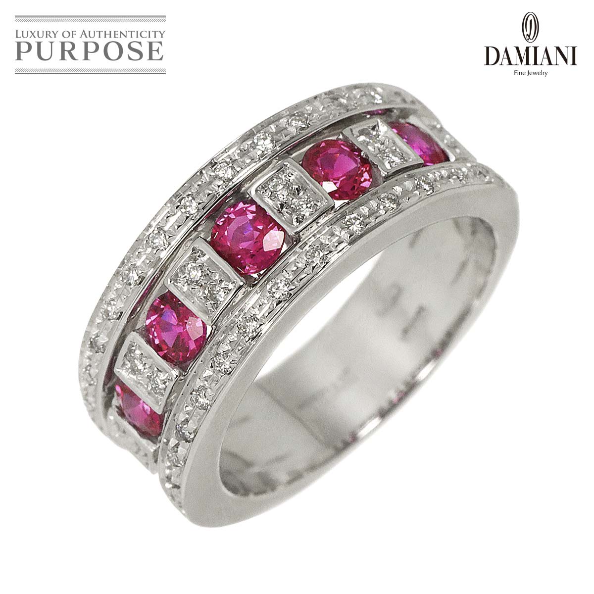 DAMIANI ベルエポック 8.5号 リング ルビー ダイヤ K18 WG ホワイトゴールド 750 指輪 Belle Epoque Ring ダミアーニ 90328362