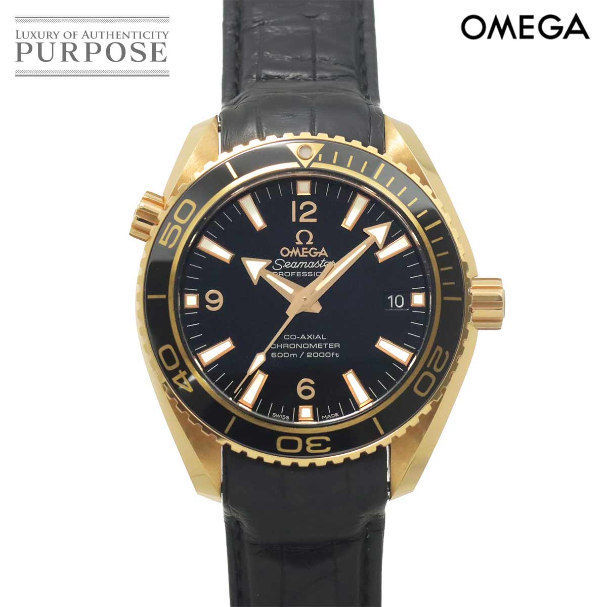 OMEGA シーマスター プラネットオーシャン 232 63 42 21 01 001 メンズ 腕時計 デイト ブラック K18PG オートマ 自動巻き ウォッチ Seamaster オメガ 90330635