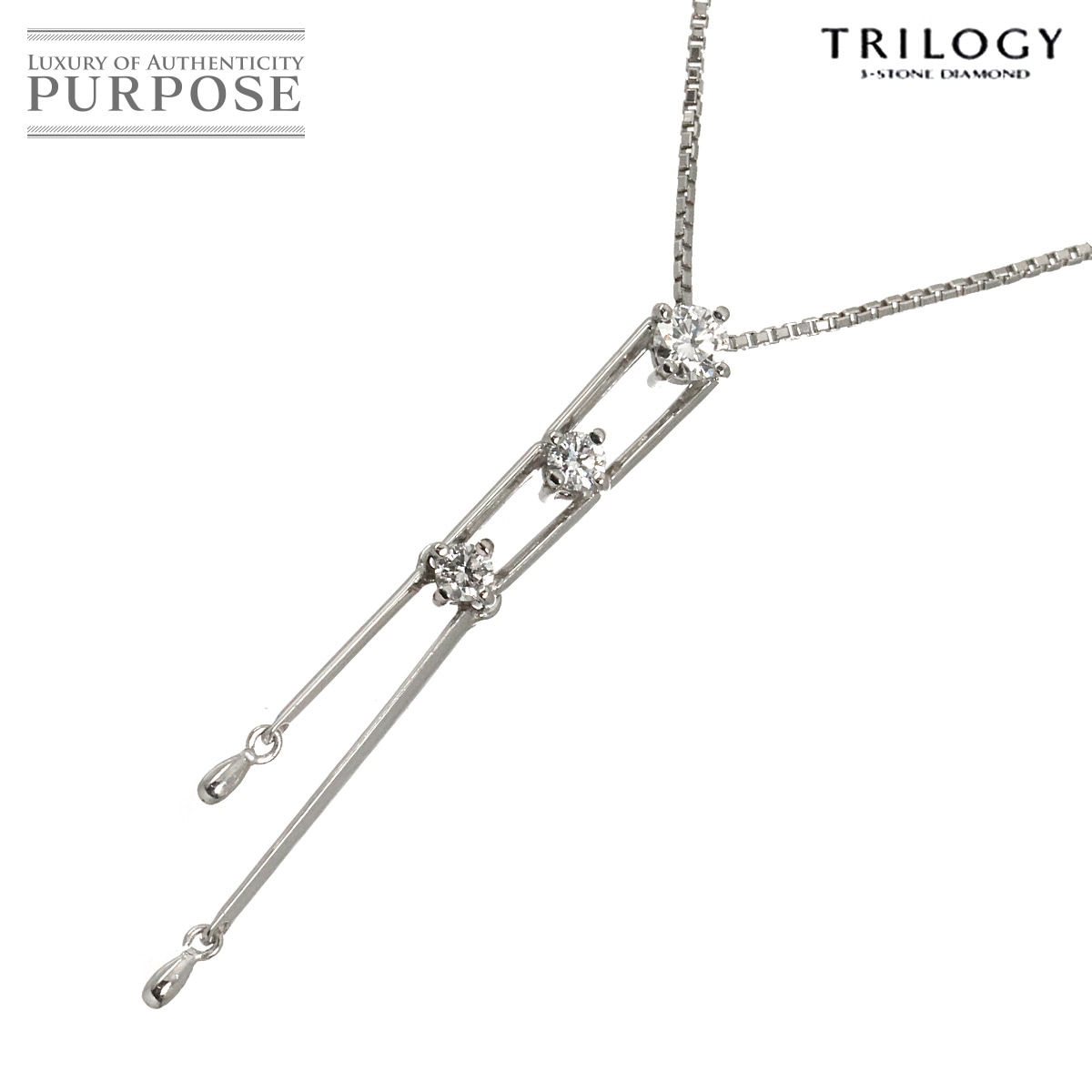 TRILOGY ダイヤ 0.30ct ネックレス 45.5cm Pt プラチナ Diamond Necklace トリロジー 90324181