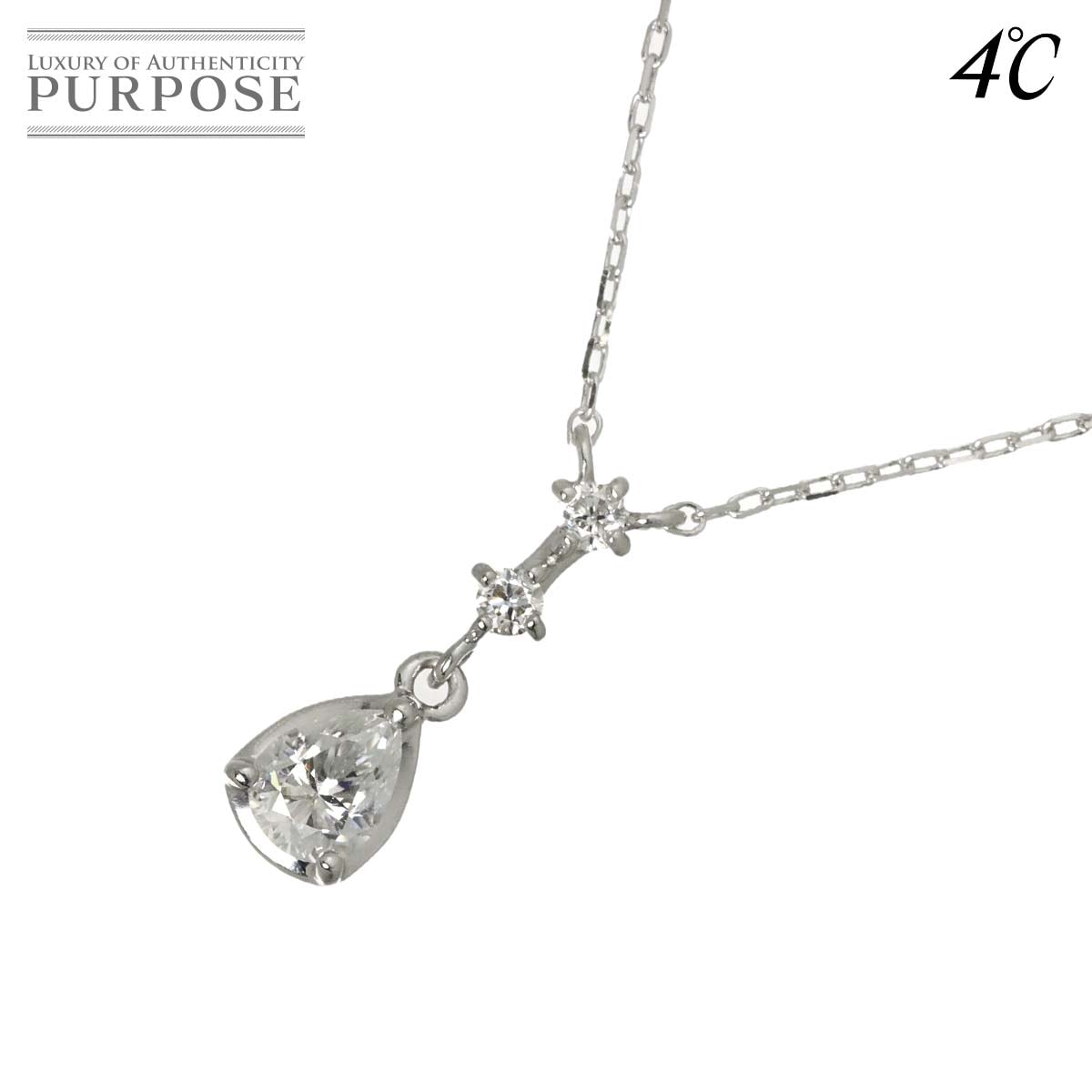 ヨンドシー ダイヤ ネックレス 40cm K18 WG ホワイトゴールド 750 Necklace 4℃ 90325168