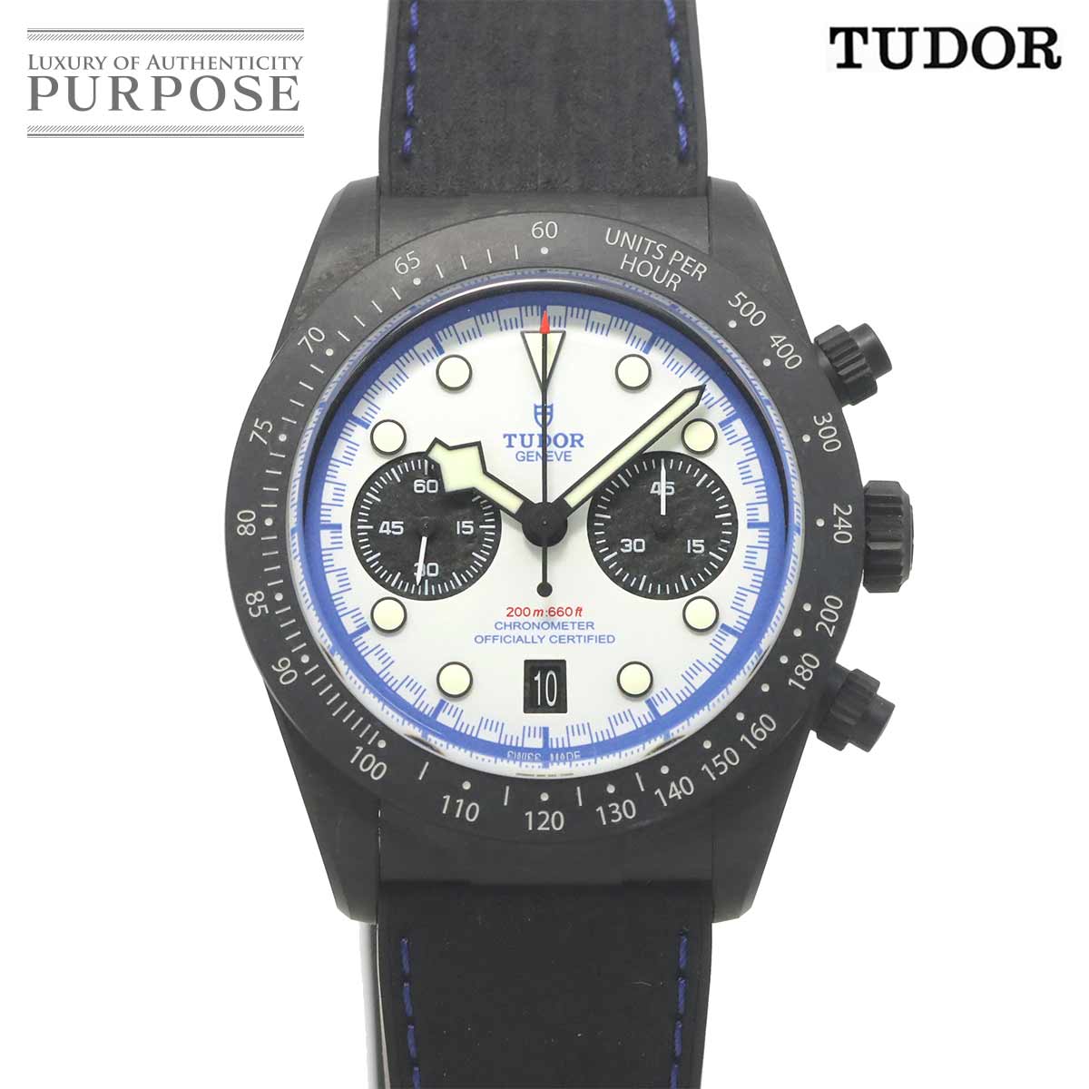 TUDOR ブラックベイ クロノ カーボン25 79377KN クロノグラフ メンズ 腕時計 デイト ホワイト オートマ 自動巻き ウォッチ Black Bay チューダー チュードル 90331755