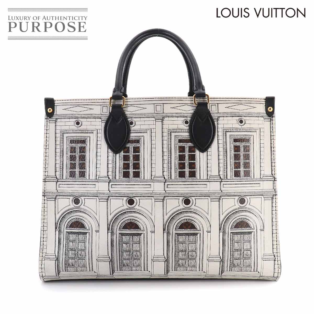 LOUIS VUITTON フォルナセッティ オンザゴー MM 2way トート ショルダー バッグ モノグラム レザー ホワイト ブラック M59264 RFID Onthego MM ルイ ヴィトン 90329036