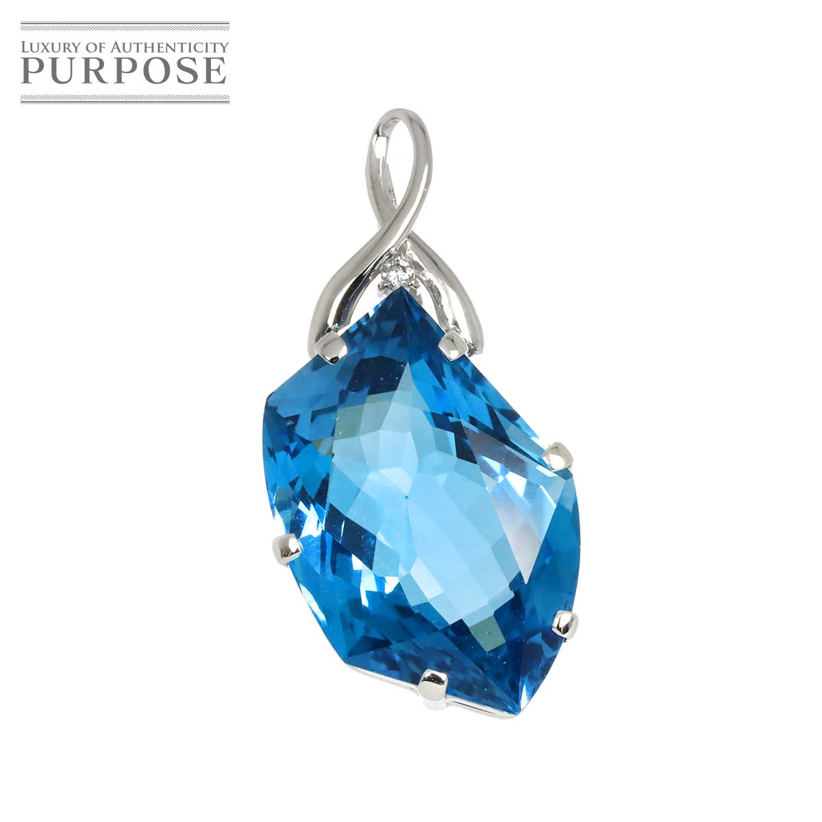 ブルートパーズ 36.37ct ダイヤ 0.04ct ペンダント トップ K18 WG ホワイトゴールド 750 Topaz Pendant 90325121