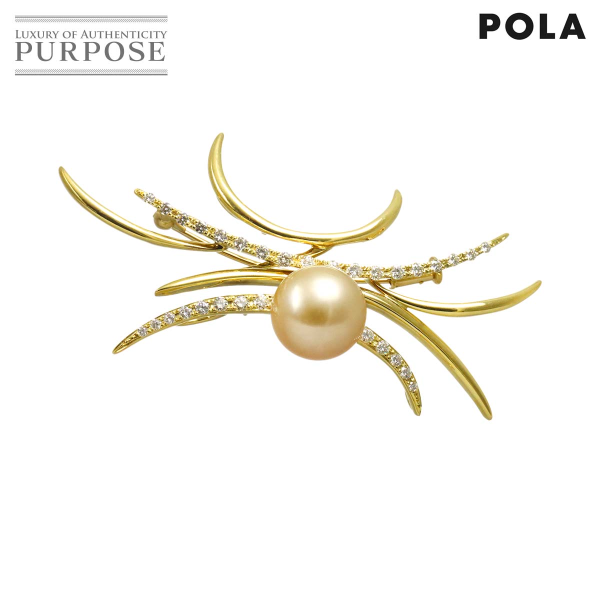 POLA 南洋真珠 11.8mm ダイヤ 0.70ct ブローチ K18 YG イエローゴールド 750 Brooch ポーラ 90325722