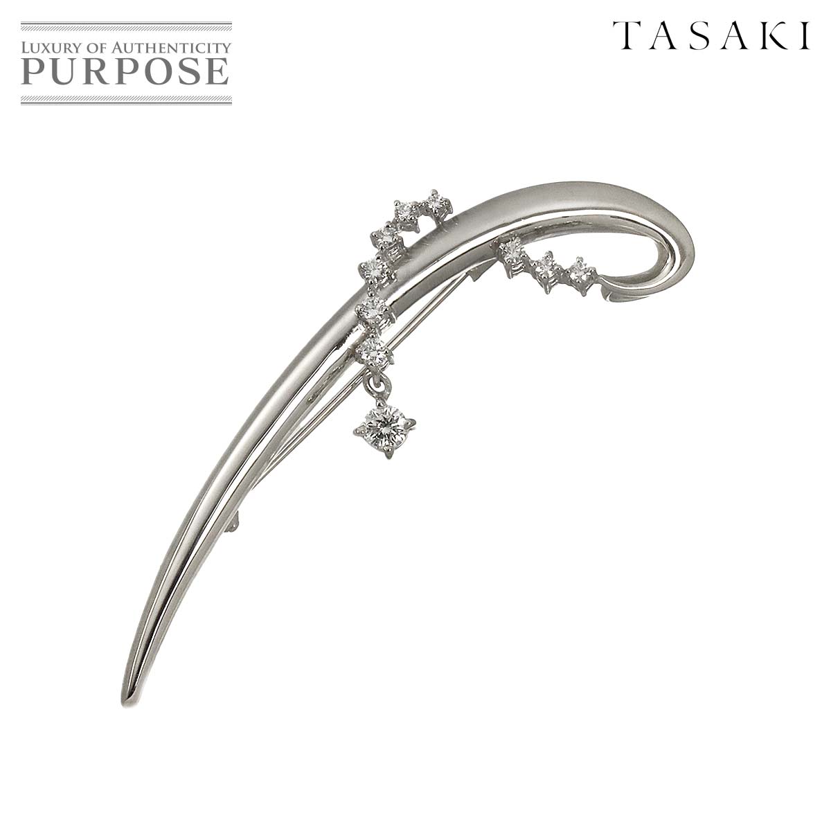 TASAKI ダイヤ 0.40ct ブローチ Pt プラチナ 田崎真珠 Diamond Brooch タサキ 90326563
