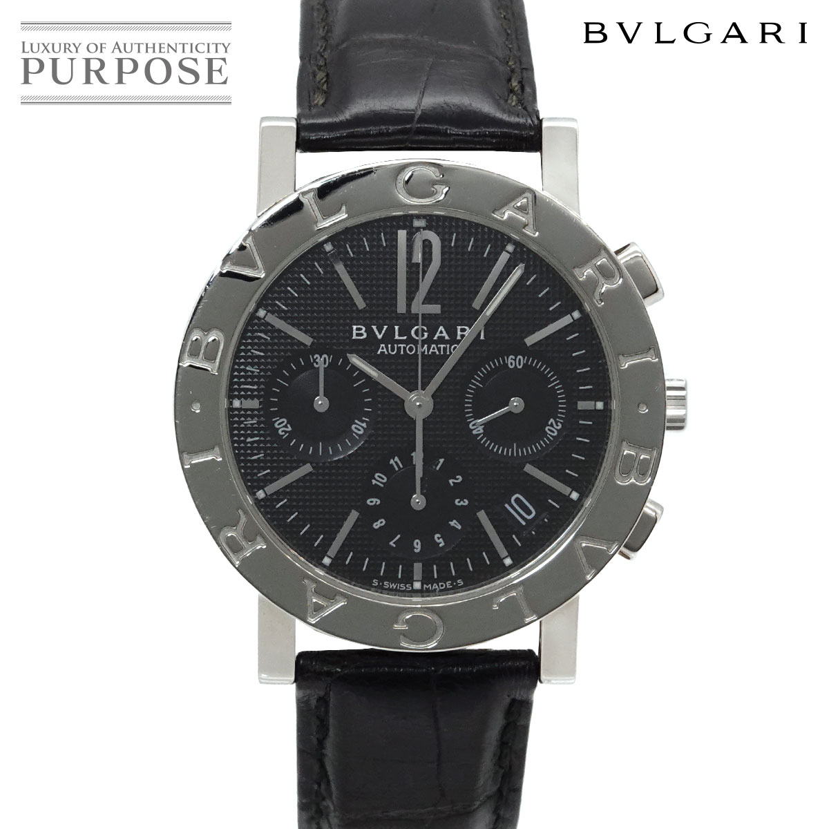 BVLGARI ブルガリブルガリ BB38SLCH クロノグラフ メンズ 腕時計 デイト ブラック 自動巻き ウォッチ BVLGARIBVLGARI ブルガリ 90323798
