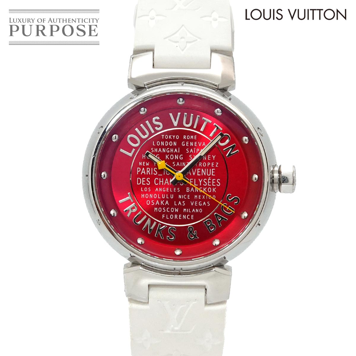 LOUIS VUITTON タンブール トランス＆バックス Q131A レディース 腕時計 レッド クォーツ ウォッチ Tambour ルイ ヴィトン 90332627