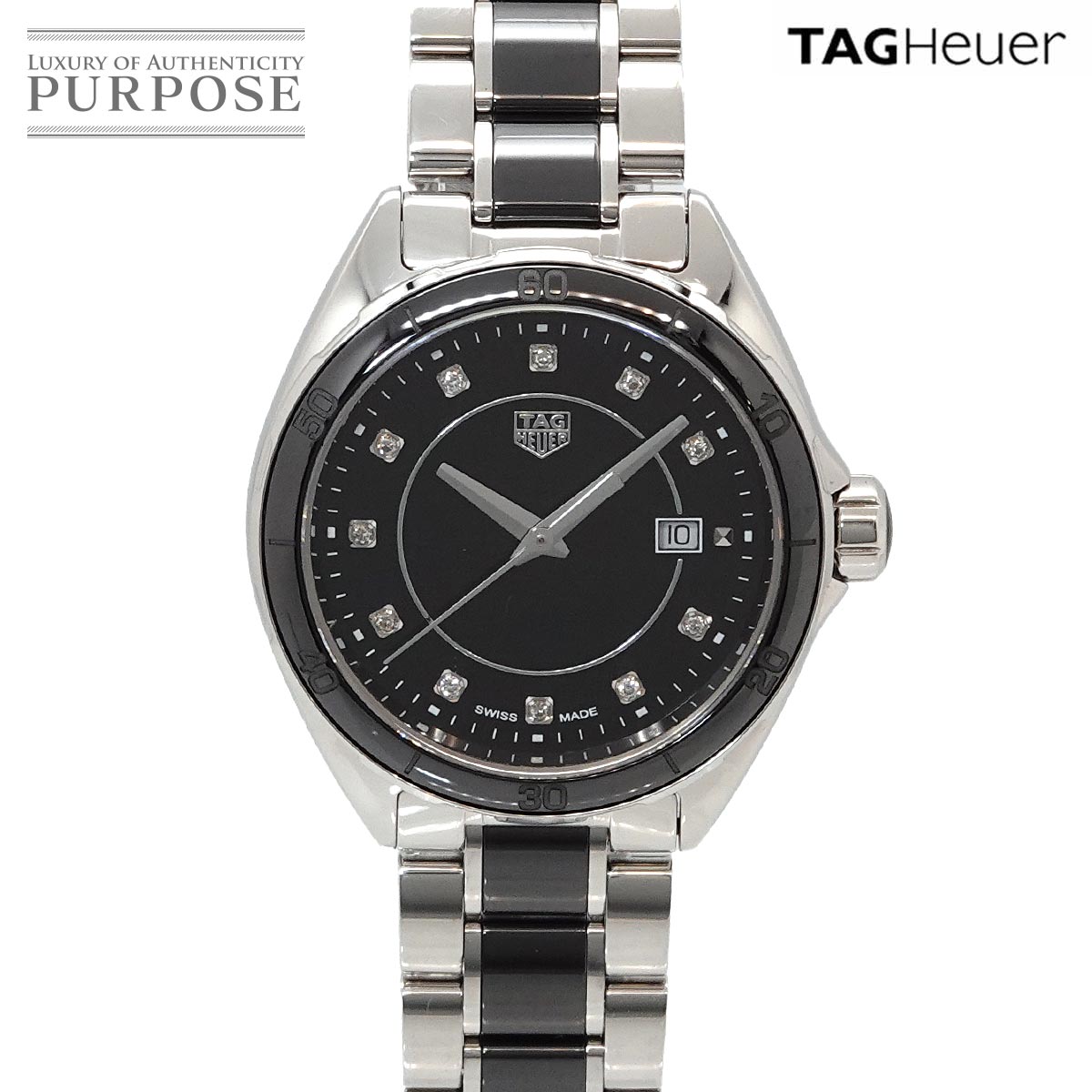 TAG HEuer フォーミュラ1 WBJ141AB 11P ダイヤ レディース 腕時計 デイト ブラック クォーツ ウォッチ Formula 1 タグホイヤー 90332632