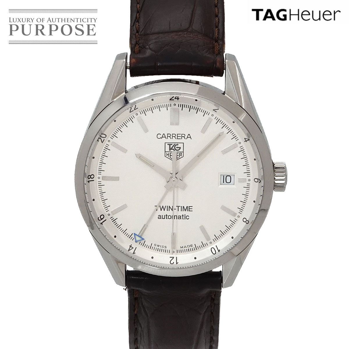 TAG Heuer カレラ ツインタイム GMT WV2116-0 メンズ 腕時計 デイト ホワイト オートマ 自動巻き ウォッチ Carrera タグ ホイヤー 90333400