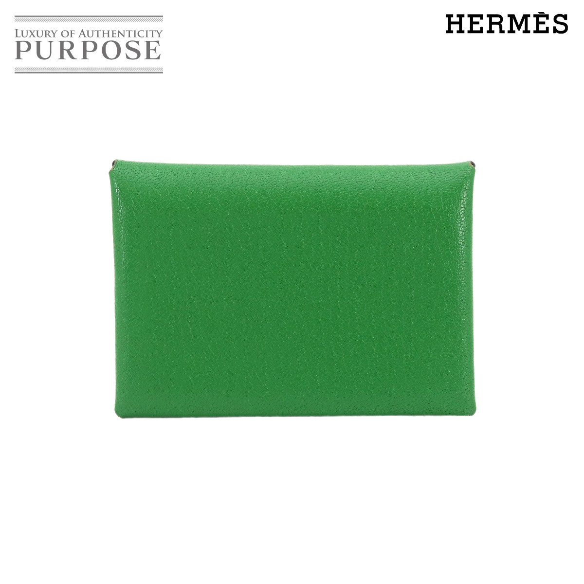 HERMES カルヴィ デュオ カードケース シェーブルミゾル バンブー U刻印 Calvi Duo エルメス 90330188