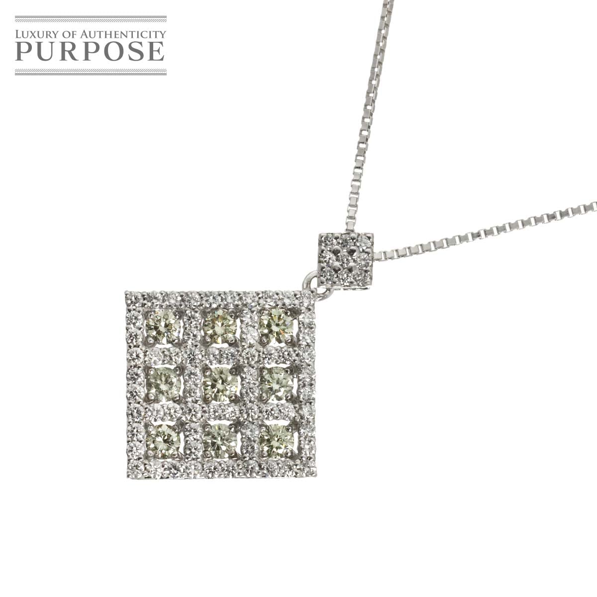 ダイヤ 1.04ct ネックレス 45cm K18 WG ホワイトゴールド 750 Diamond Necklace 90328966