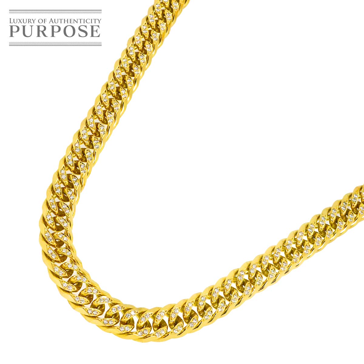 K18 喜平 ネックレス 60cm 6面ダブル 283.5g ダイヤ 8.03ct 幅12.3mm イエローゴールド 750 キヘイ kihei necklace 90329553