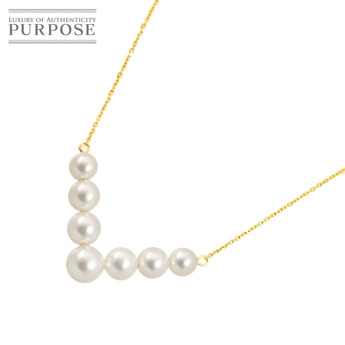アコヤ真珠 6.4-5.0mm K18 YG ネックレス 42.5cm イエローゴールド 750 パール Akoya Pearl Necklace 90333548