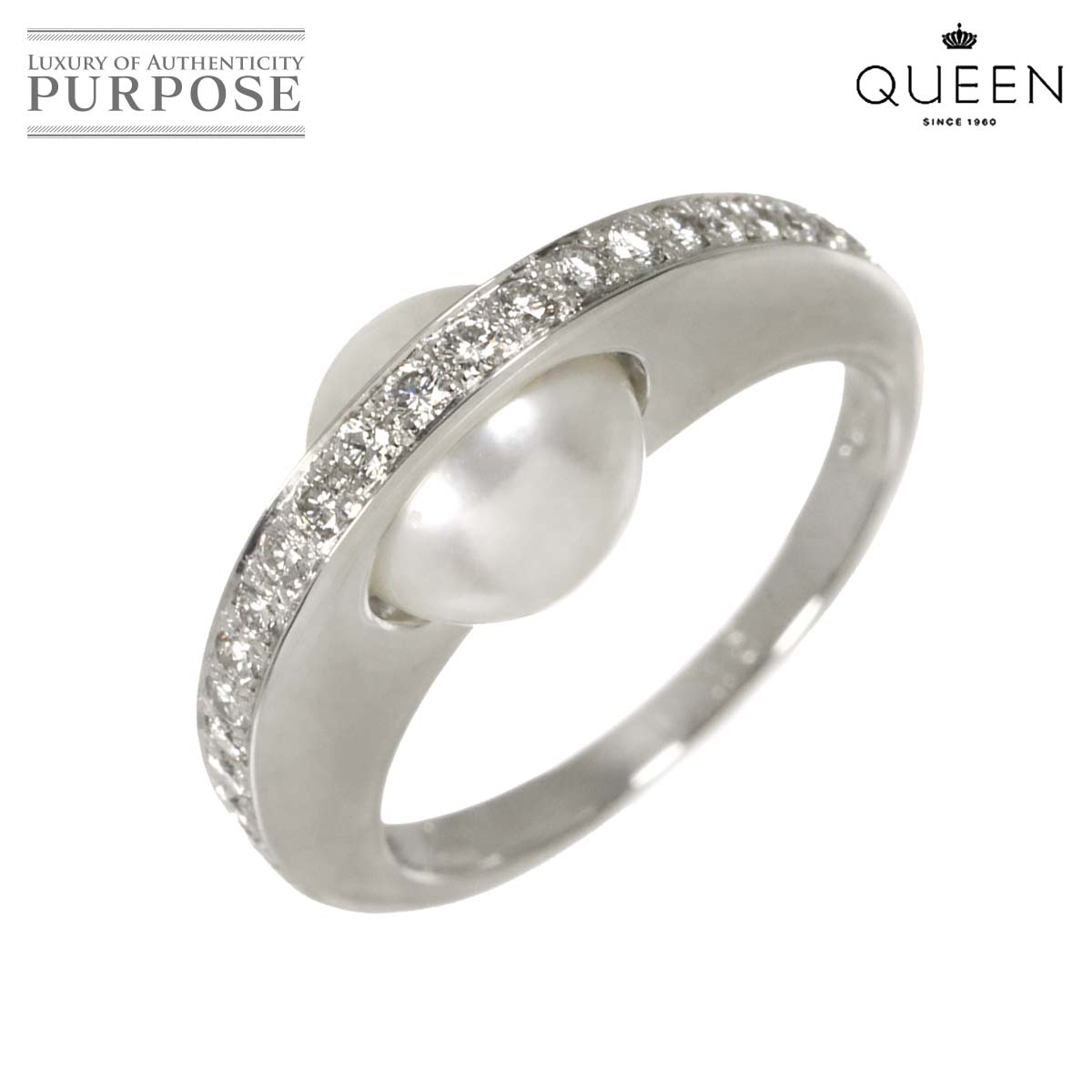 Queen 12号 リング アコヤ真珠 8.2mm ダイヤ 0.38ct K18 WG ホワイトゴールド 750 パール 指輪 クイーン 90321511