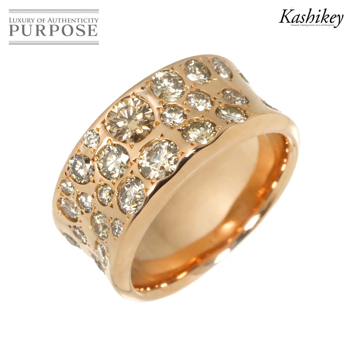 KASHIKEY メランジェ 9.5号 リング ブラウン ダイヤ 1.50ct K18 PG ピンクゴールド 750 Diamond Ring カシケイ 柏圭 90325752