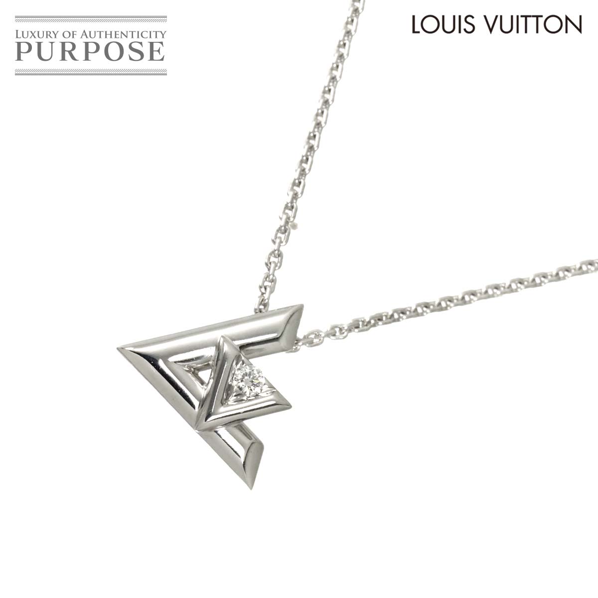 LOUIS VUITTON ヴォルト ワン PM ダイヤ ネックレス 45cm K18 WG ホワイトゴールド 750 Necklace ルイ ヴィトン 90325862