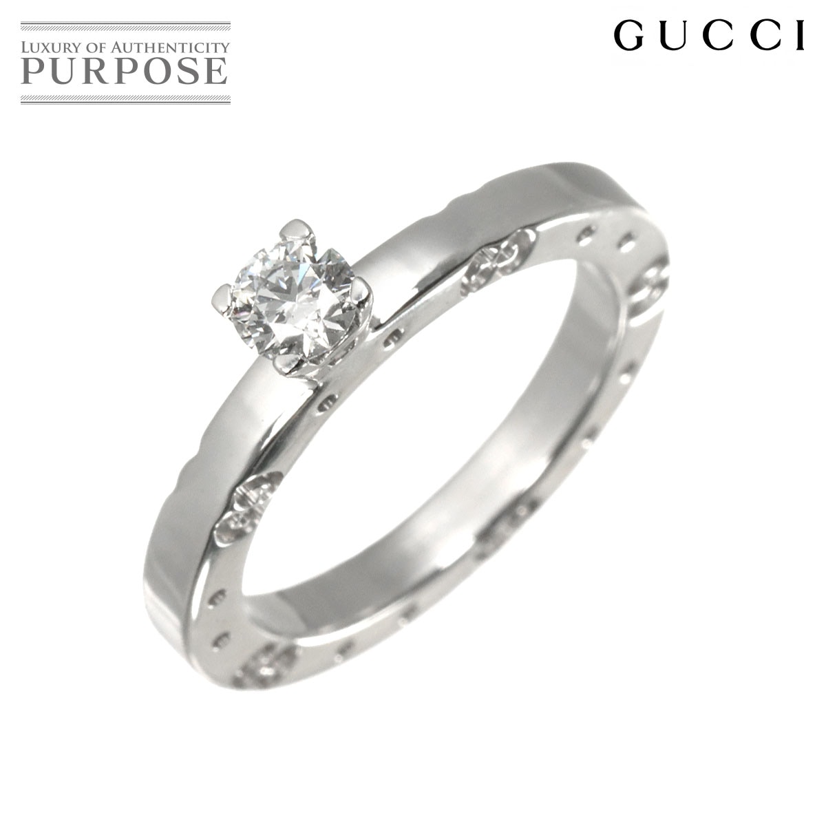 グッチ GUCCI アイコン ソリテール ダイヤ 0.24ct F/VVS1 #9 リング WG ホワイトゴールド 指輪 ソリテール Diamond Ring グッチ 90326568
