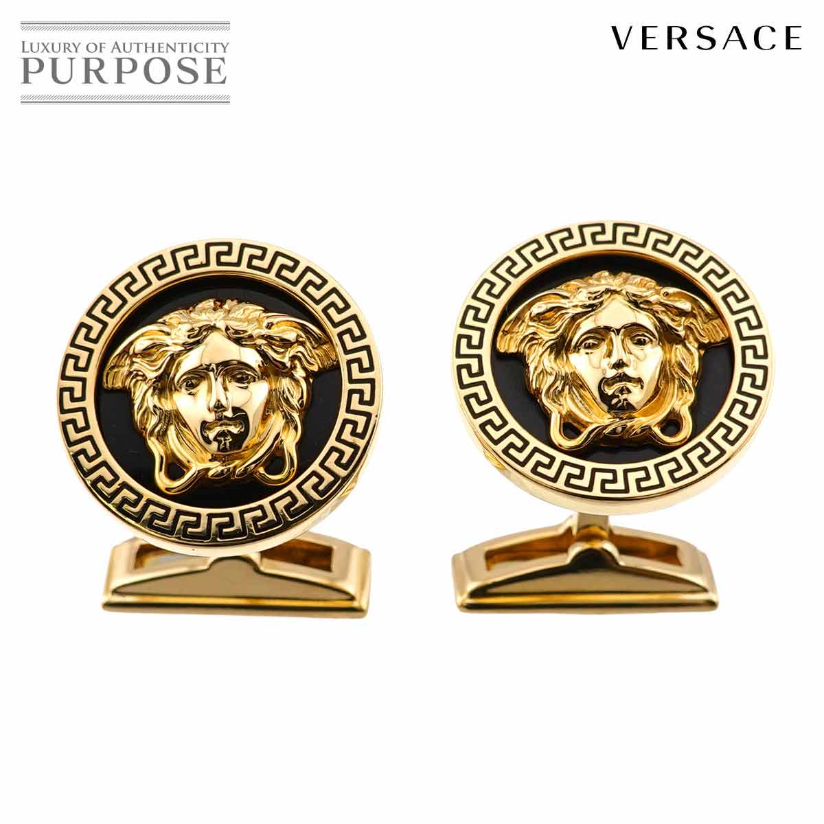 VERSACE カフス オニキス K18 YG イエローゴールド 750 cuff links ティファニー 90326578