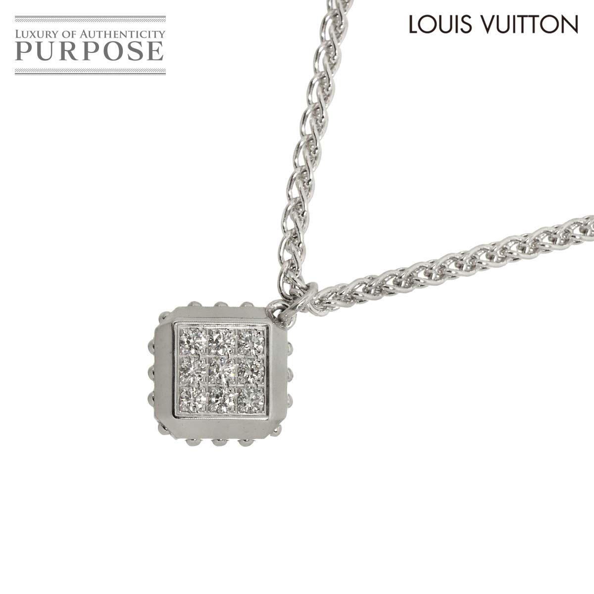 LOUIS VUITTON パンダンティフ アンプリーズ ダイヤ ネックレス 41cm K18 WG 750 Pendentif Necklace 【証明書付き】ルイヴィトン 90326904