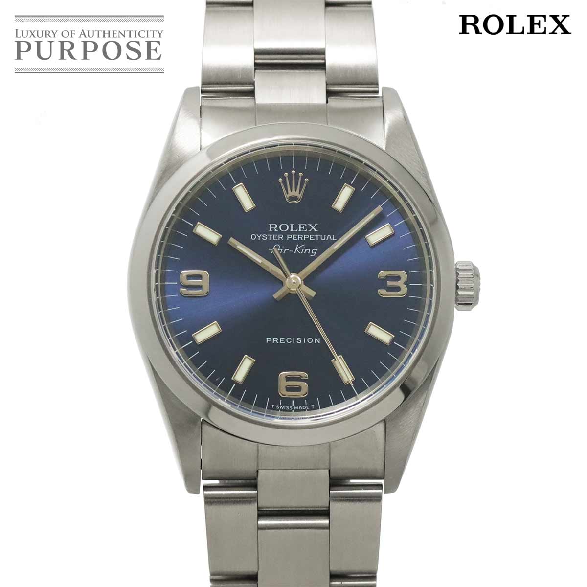 ROLEX エアキング 14000 U番 メンズ 腕時計 ブルー オートマ 自動巻き ウォッチ AirKing ロレックス 90325678