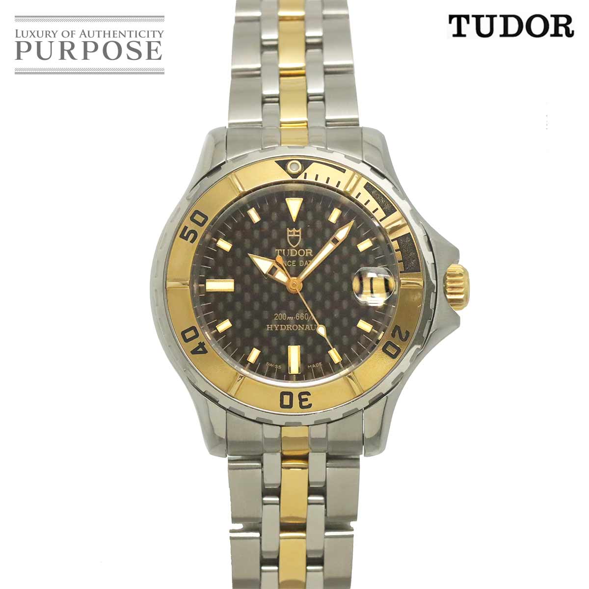 TUDOR ハイドロノート コンビ 85193P ボーイズ 腕時計 ブラック YG イエローゴールド オートマ 自動巻き ウォッチ Hydronaut チューダー チュードル 90331232