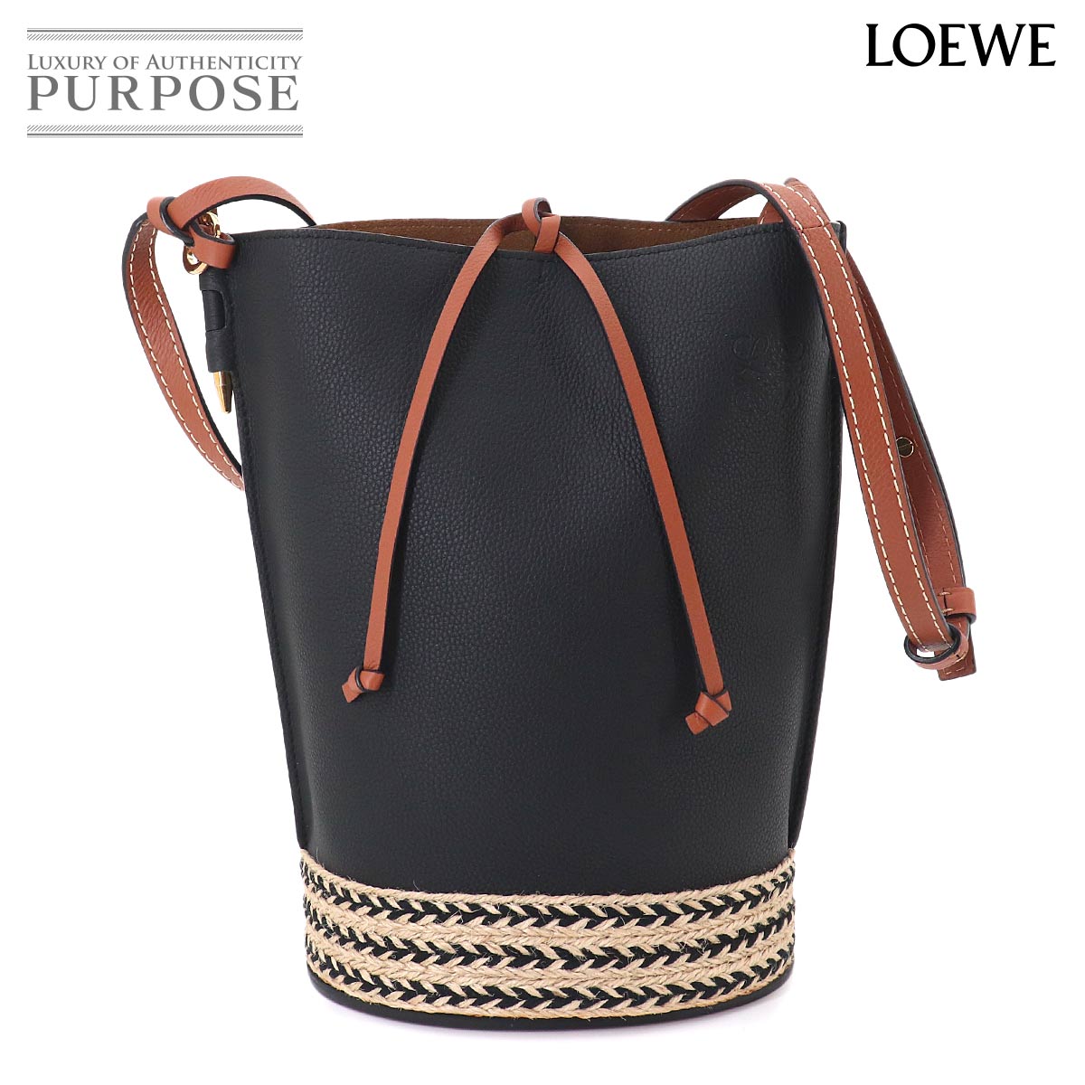 LOEWE ゲート バケット ショルダー バッグ レザー ブラック ブラウン Gate Bucket Bag ロエベ 90331051