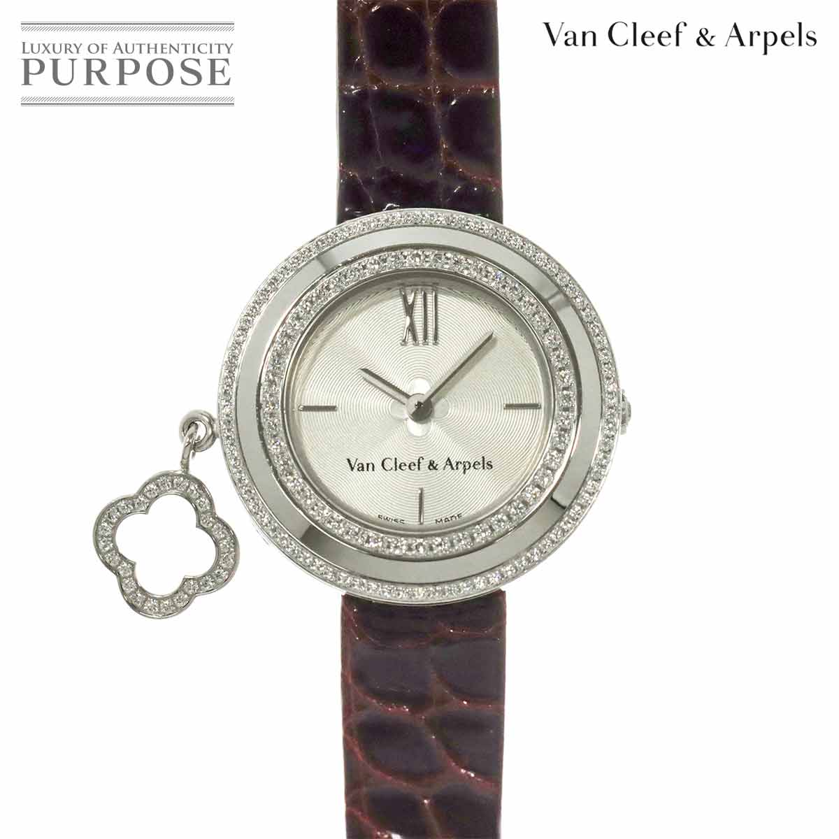 Van Cleef&Arpels チャーム ミニ ウォッチ VCAR029A00 レディース 腕時計 ダイヤベゼル シルバー K18WG クォーツ alhambra ヴァンクリーフ&アーペル 90310498