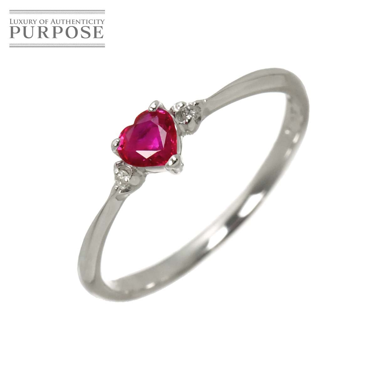リング 12号 ルビー 0.28ct ダイヤ 0.02ct K18 WG ホワイトゴールド 750 指輪 Ruby Ring 90329753