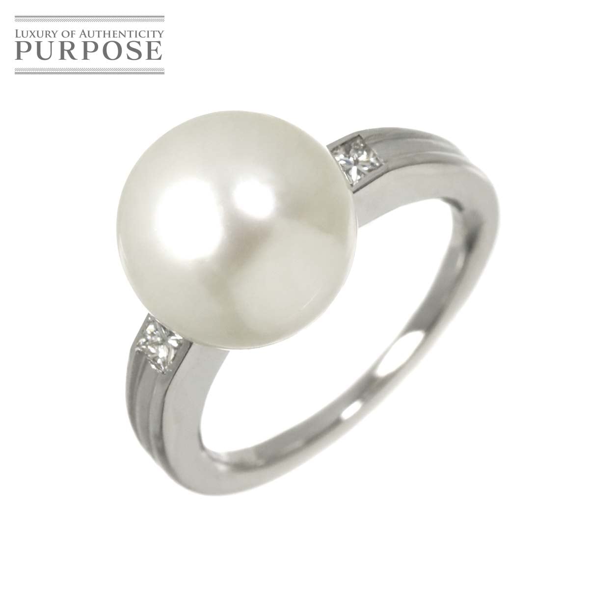 リング 11.5号 白蝶真珠 11.3mm ダイヤ 0.15ct K18 WG ホワイトゴールド 750 指輪 Pearl Ring 90329821