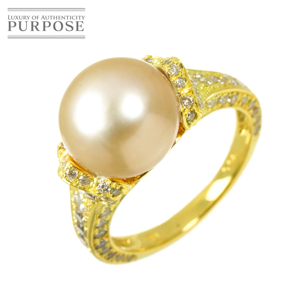 リング 11号 バロック白蝶真珠 10.7mm ダイヤ 0.96ct K18 YG イエローゴールド 750 パール 指輪 Pearl Ring 90332067