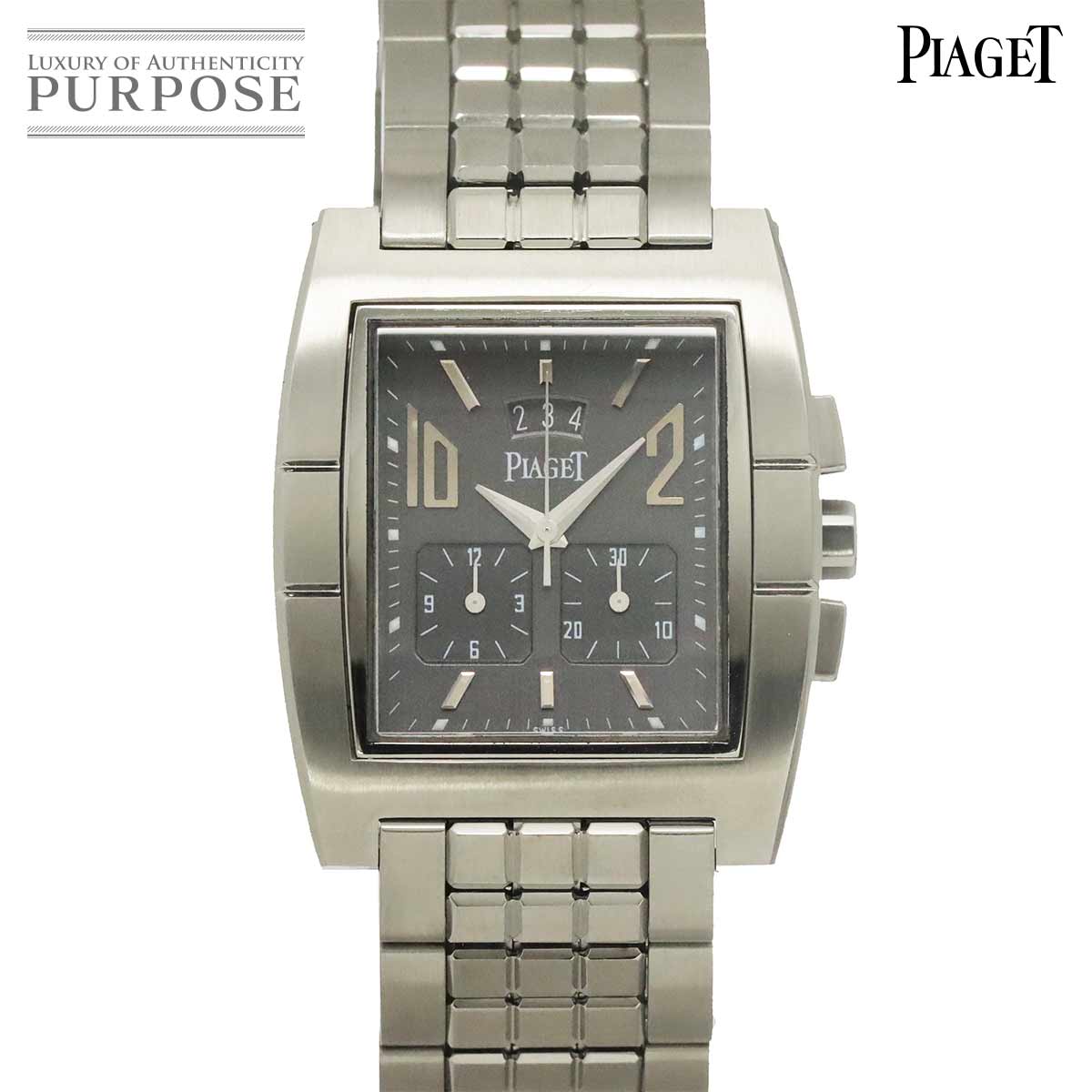 PIAGET アップストリーム 27150 クロノグラフ メンズ 腕時計 デイト グレー クォーツ ピアジェ 90323740