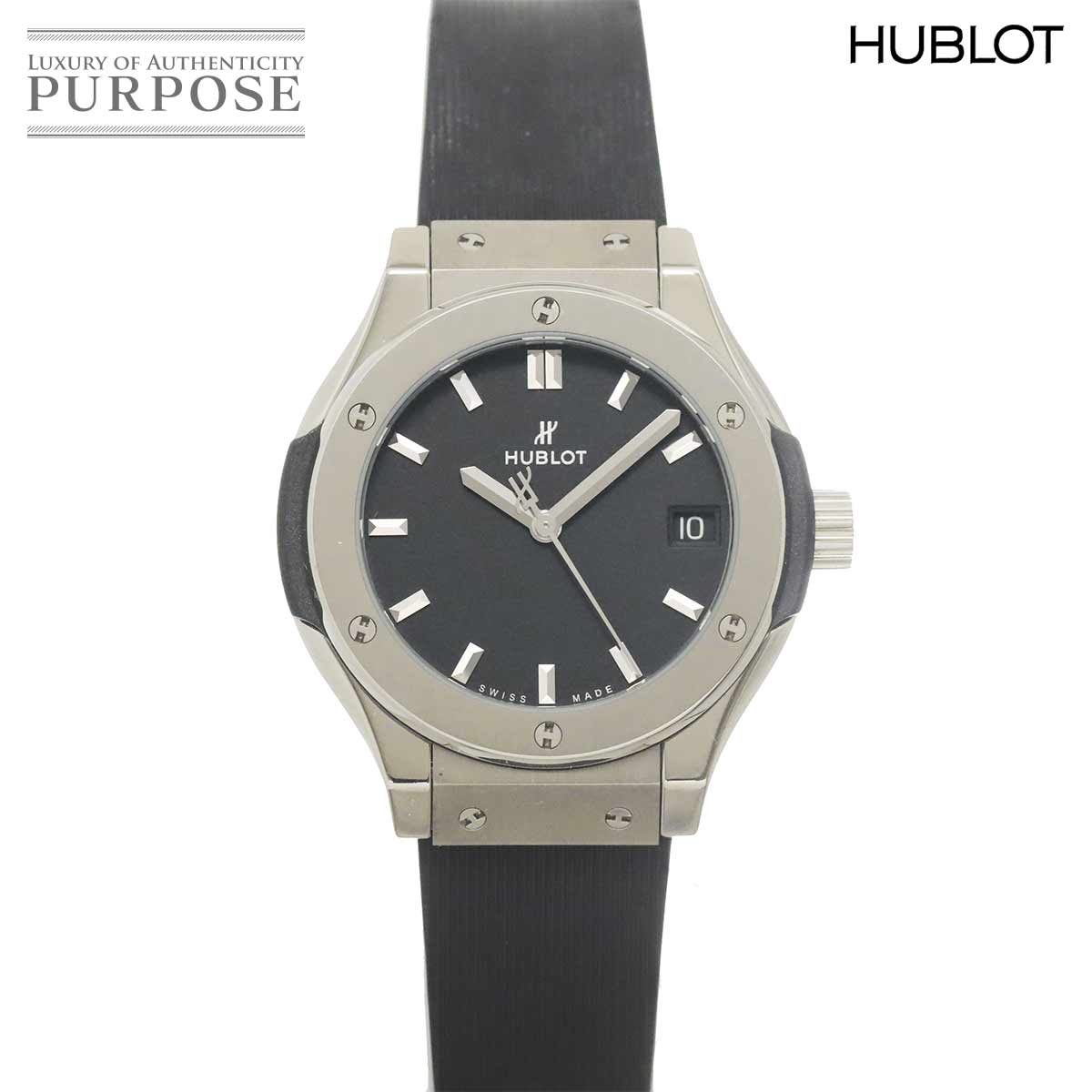HUBLOT クラシックフュージョン 581 NX 1171 RX レディース 腕時計 デイト ブラック チタン クォーツ ウォッチ  Classic fusion ウブロ 90325049