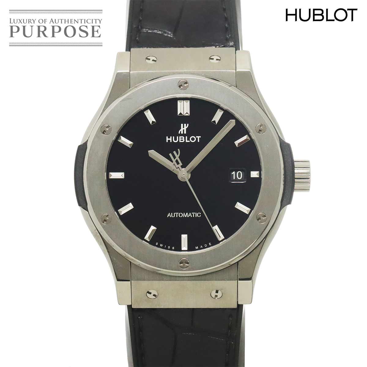 HUBLOT クラシックフュージョン チタニウム 542 NX 1270 LR デイト メンズ 腕時計 ブラック オートマ 自動巻き Classic fusion ウブロ 90326159