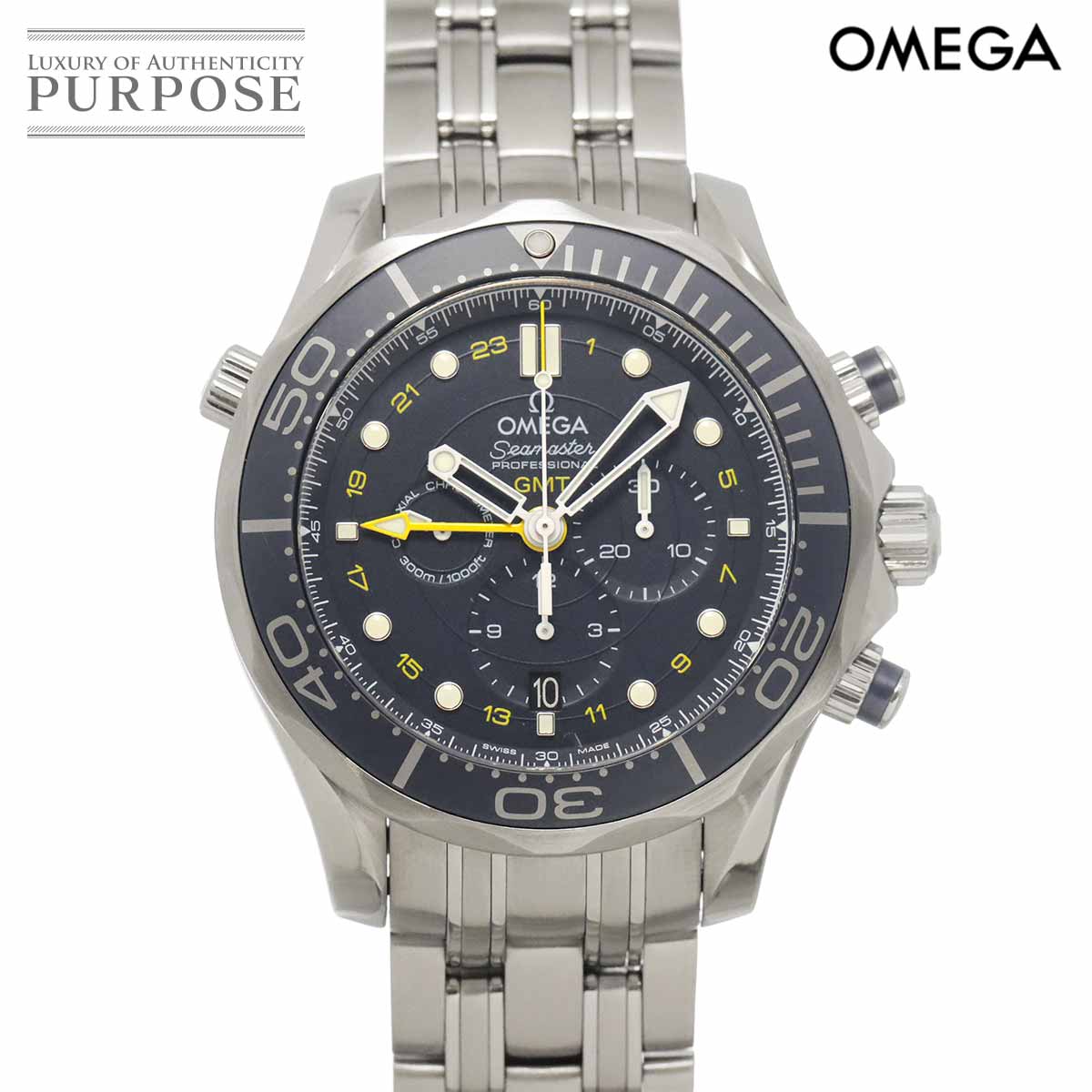 OMEGA シーマスター ダイバーズ 300 コーアクシャル GMT 212 30 44 52 03 001 クロノグラフ メンズ 腕時計 デイト ブルー オートマ 自動巻き Seamaster 300 Co-Axial オメガ 90333685