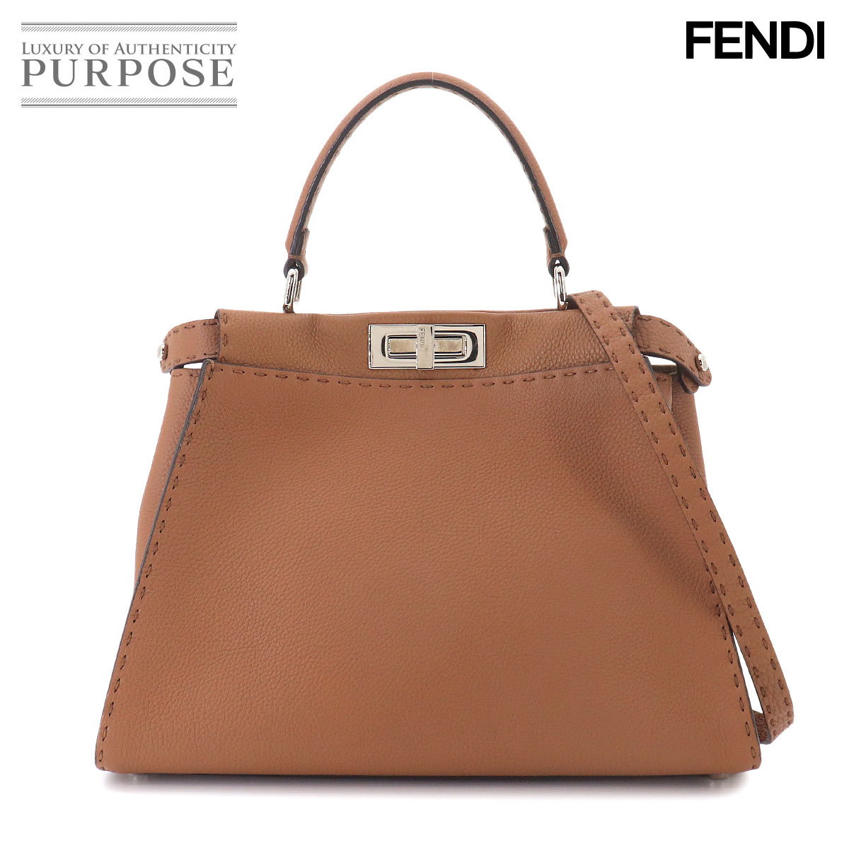 FENDI ズッカ ショルダー メッセンジャー バッグ PVC ブラウン