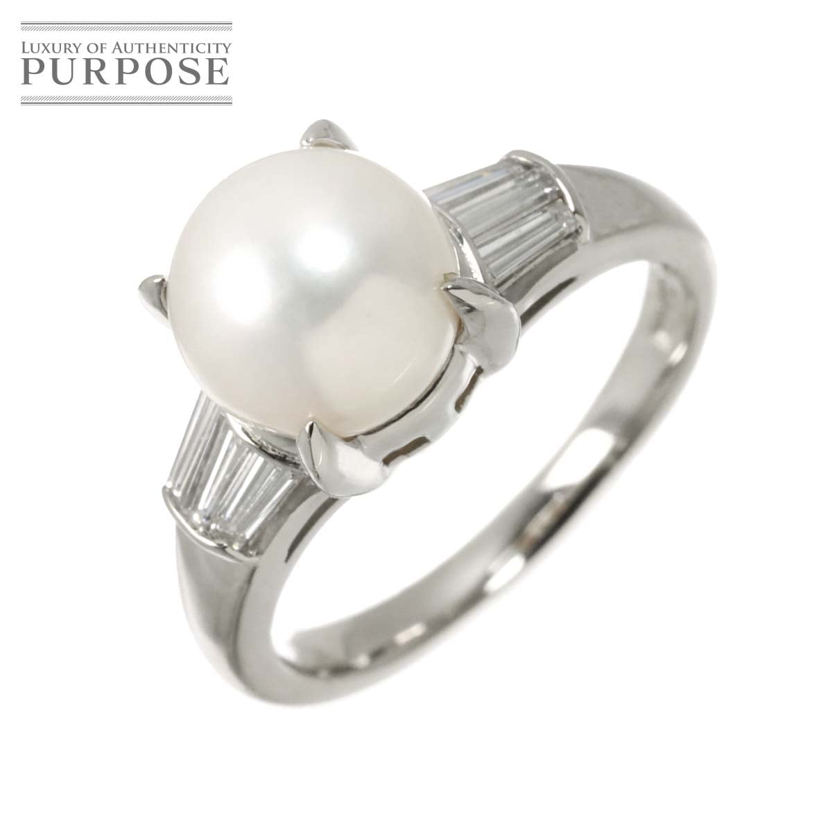 リング 11号 アコヤ真珠 8.5mm ダイヤ 0.18ct Pt プラチナ パール 指輪 Akoya Pearl Ring 90329603