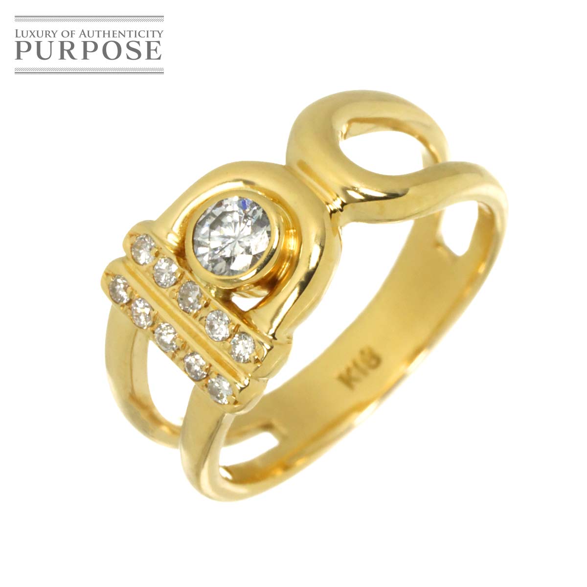 リング 12.5号 ダイヤ 0.21ct/0.10ct K18 YG イエローゴールド 750 指輪 Diamond Ring 90330840