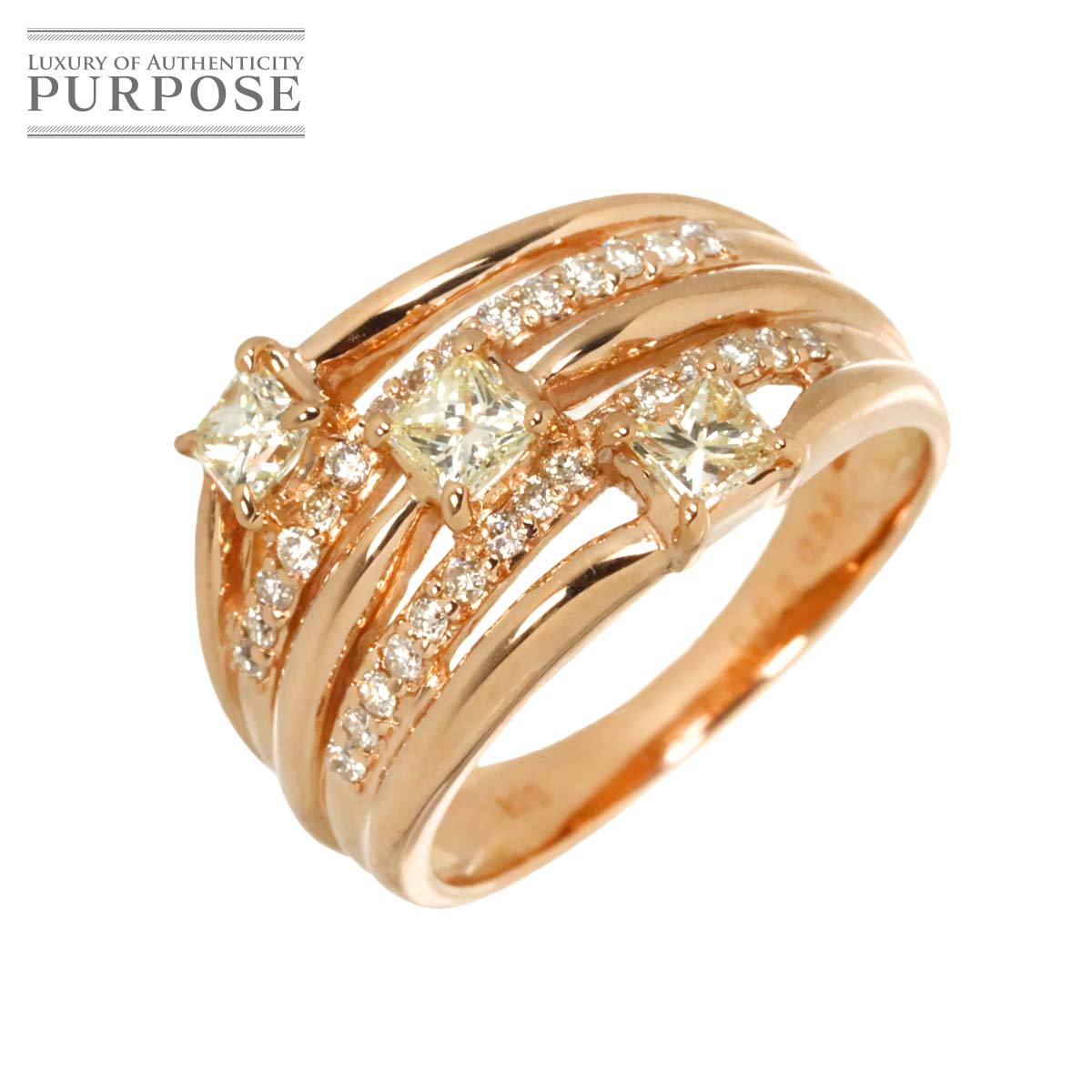 リング 11号 ダイヤ 0.53ct/0.24ct K18 PG ピンクゴールド 750 指輪 Diamond Ring 90333438