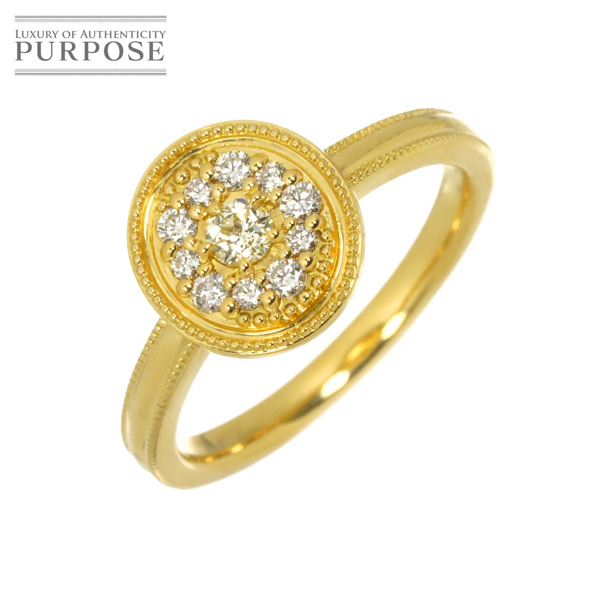 リング 12.5号 ダイヤ 0.102ct/0.13ct K18 YG イエローゴールド 750 指輪 Diamond Ring 90333496