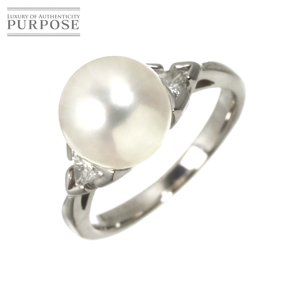 リング 14.5号 白蝶真珠 10.1mm ダイヤ 0.15ct Pt プラチナ パール 指輪 South Sea pearl Ring 90333602
