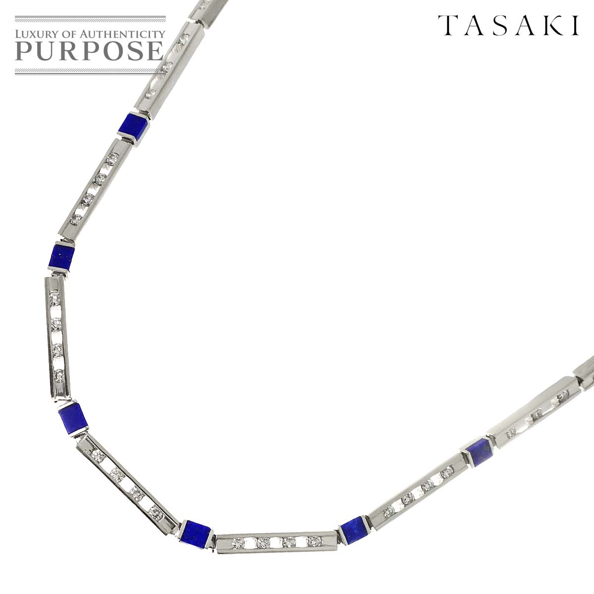 TASAKI ラピスラズリ ダイヤ 2.05ct ネックレス 55.6g 41cm Pt プラチナ 田崎真珠 Necklace タサキ 90324198