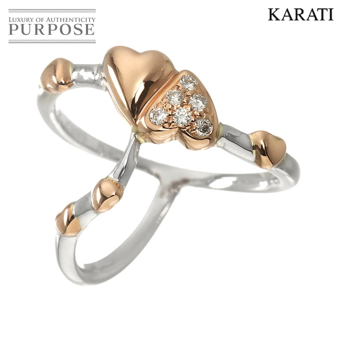 Karati 17号 リング ダイヤ 0.10ct K18 WG PG ホワイト ピンクゴールド 750 指輪 Diamond Ring カラチ 90326467