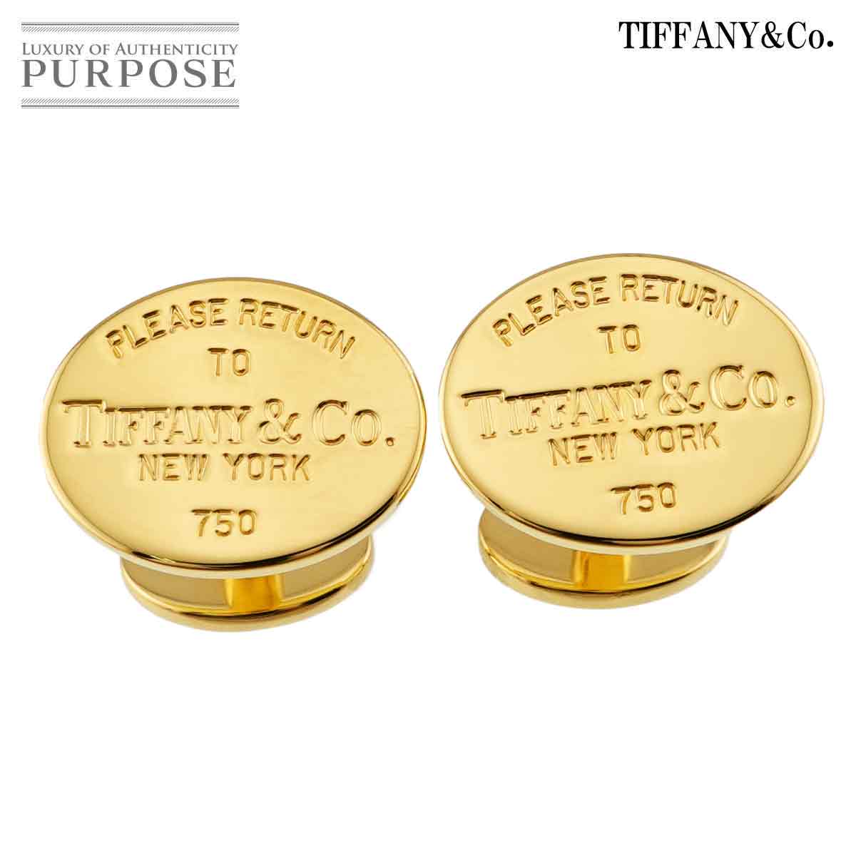 TIFFANY Co. リターントゥ カフス K18 YG イエローゴールド 750 cuff links ティファニー 90330411