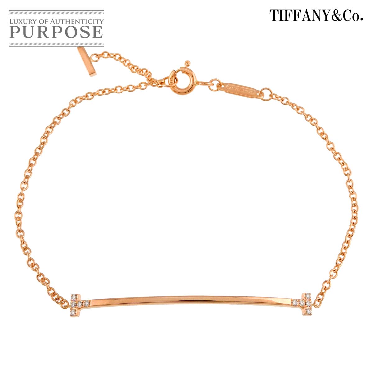 TIFFANY&Co. Ｔスマイル スモール ダイヤ ブレスレット 15.5cm K18 PG ピンクゴールド 750 Bracelet ティファニー 90332208