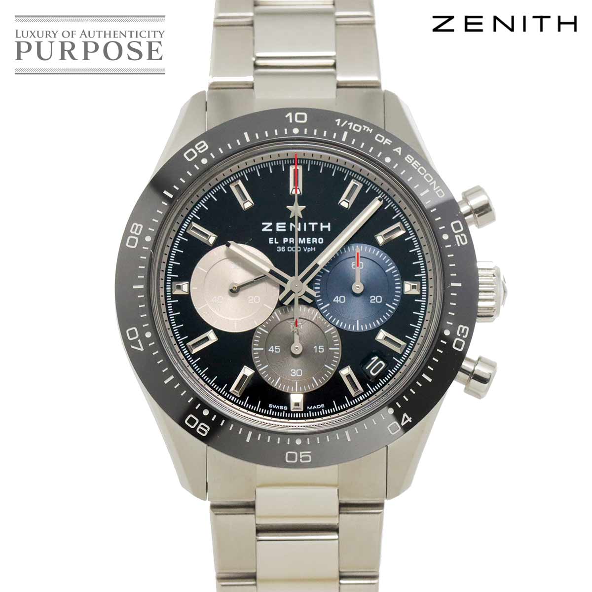 ZENITH エルプリメロ クロノマスター スポーツ 03 3100 3600 クロノグラフ メンズ 腕時計 デイト 自動巻き ゼニス 90326037