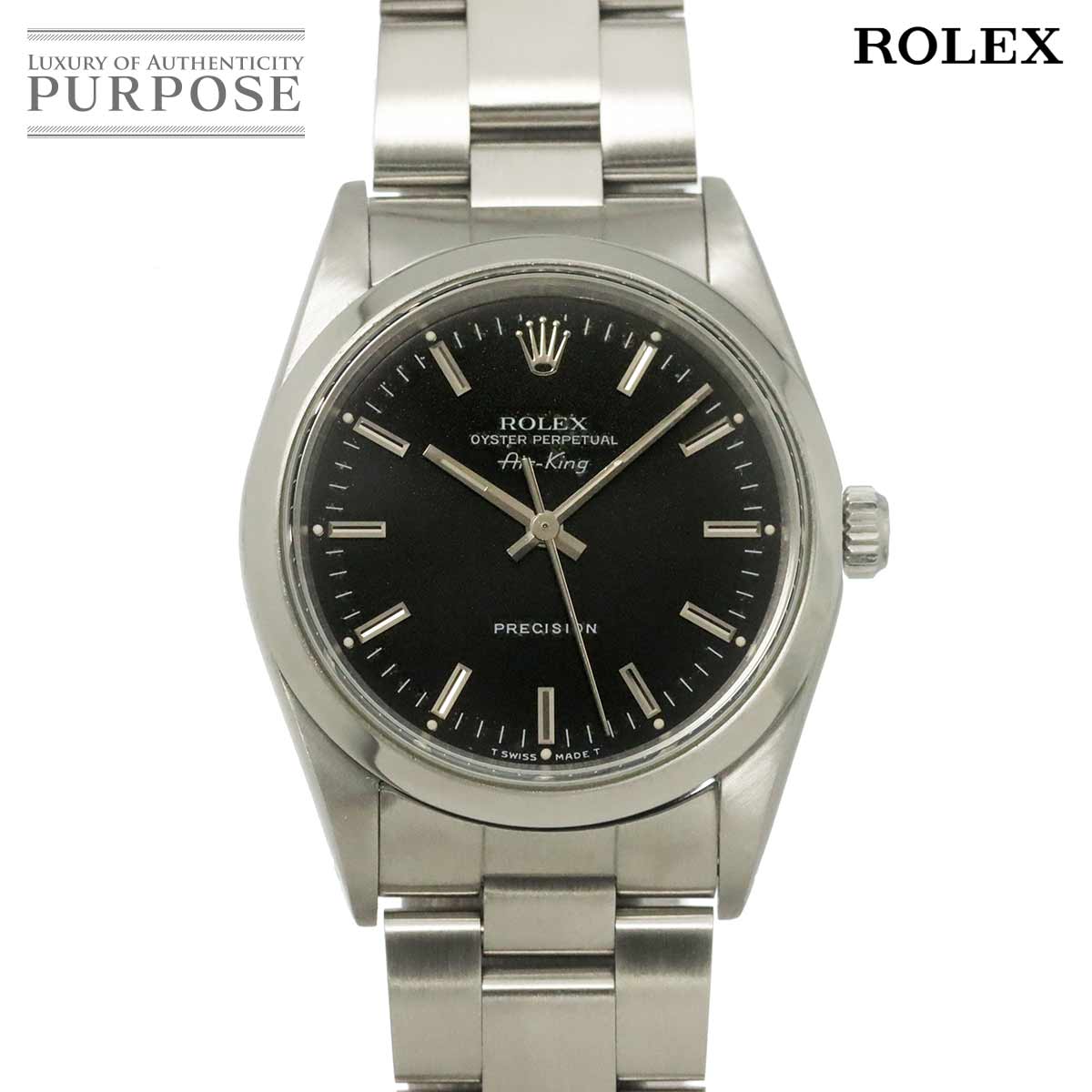 ROLEX エアキング 14000 E番 メンズ 腕時計 ブラック オートマ 自動巻き ウォッチ AirKing ロレックス 90326171