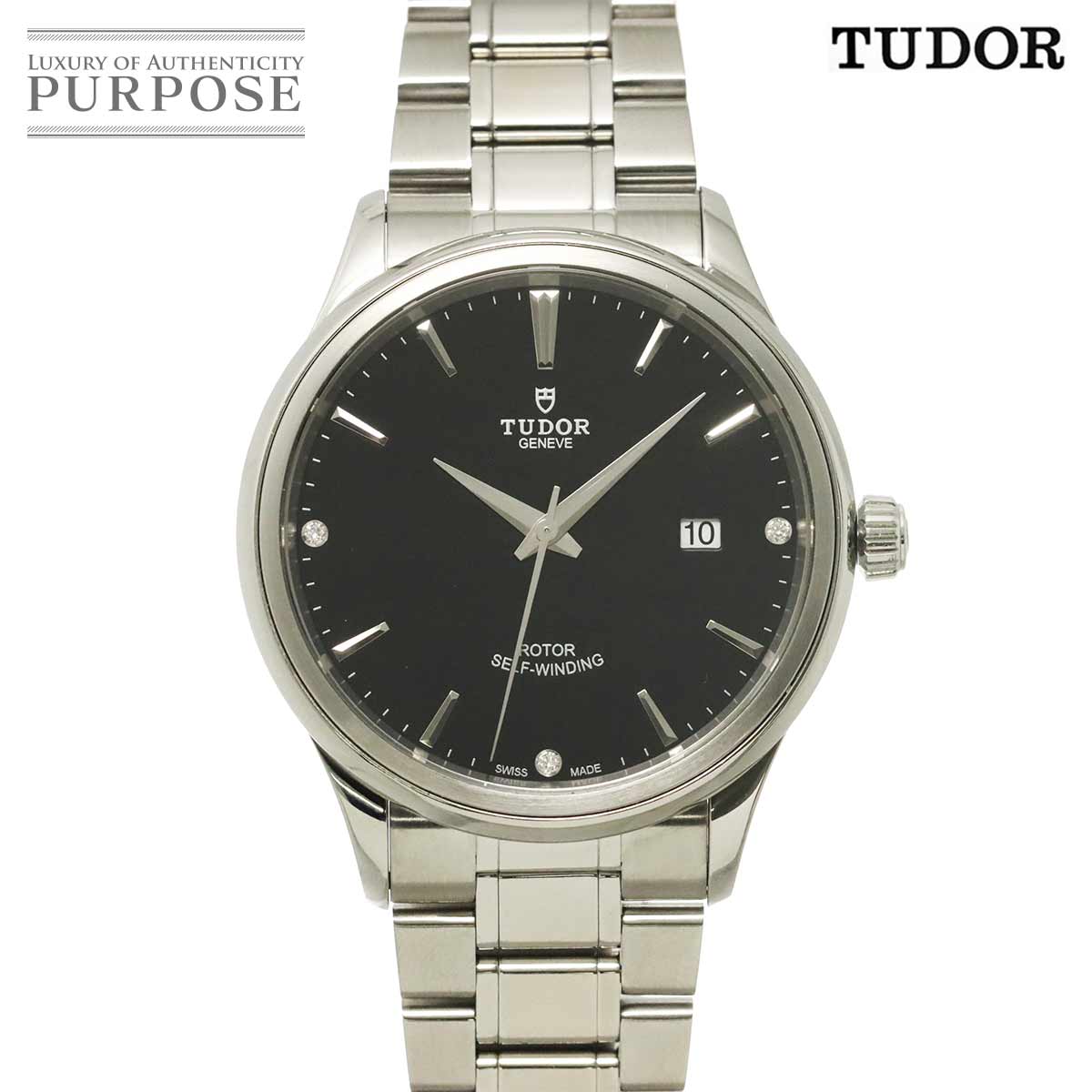 TUDOR スタイル 12700 メンズ 腕時計 デイト 3P ダイヤ ブラック 自動巻き ウォッチ Style チューダー チュードル 90334402